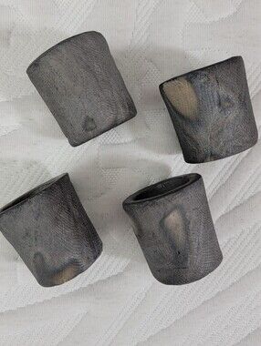 Handmade Grey Soapstone Shot Glasses Set of 4 Natural Stone Barware Gray stone